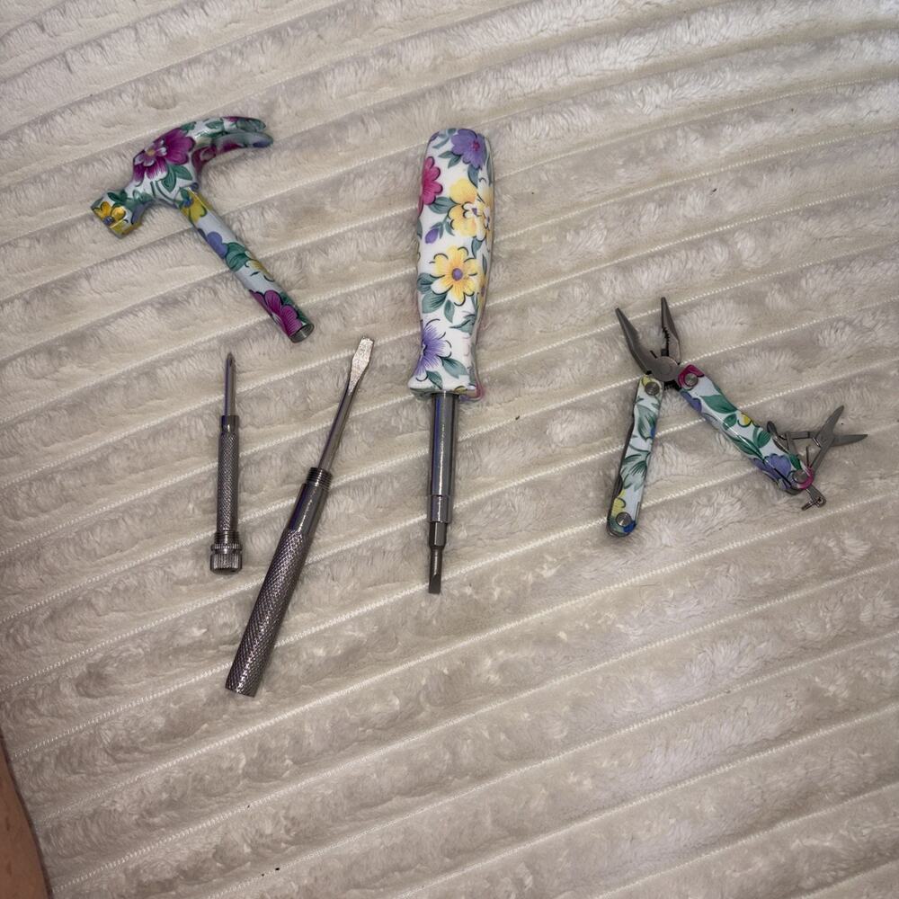 Floral Hammer with attachments, 1 Screwdriver, and mini plyers